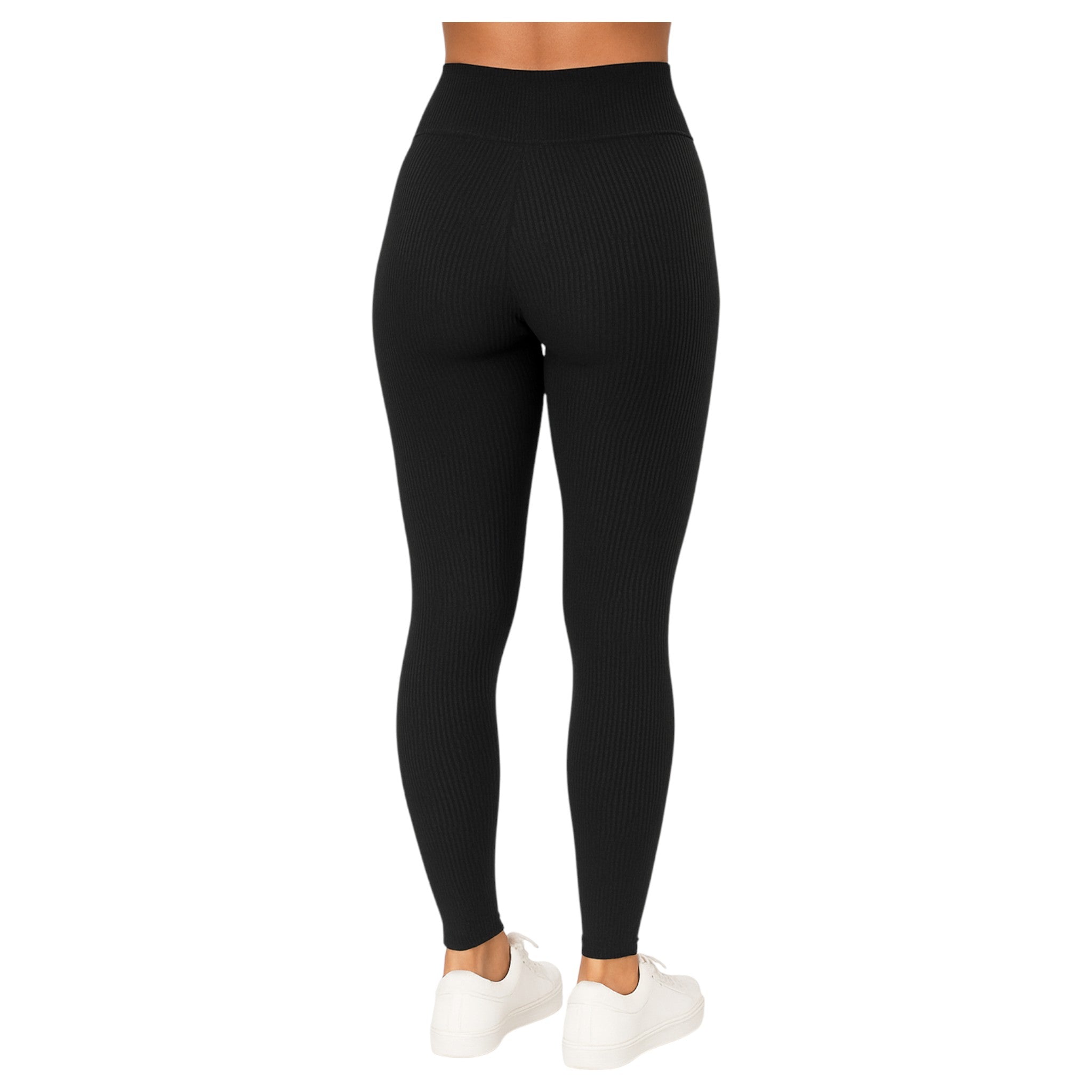 Ladies black JDN ribbed fleece inner leggings – warm thermal winter leggings for women